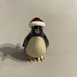 Monet 2012 penguin with Santa hat keepsake with igloo charm inside